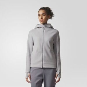 Adidas Women's Full Zip Hoodie Gray Small Athletic Jacket